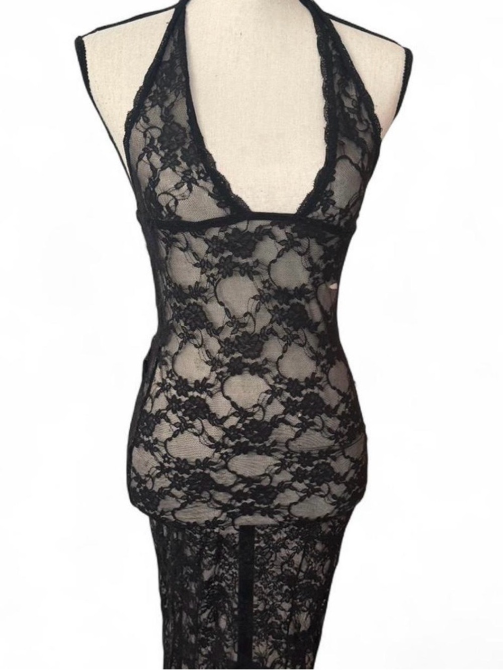 Lace halter dress